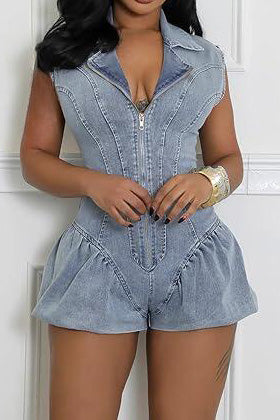 Sleeveless Elastic Lantern Shorts Romper Lavish Daily