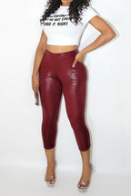 Stretch Faux Leather Cropped Pants Lavish Daily