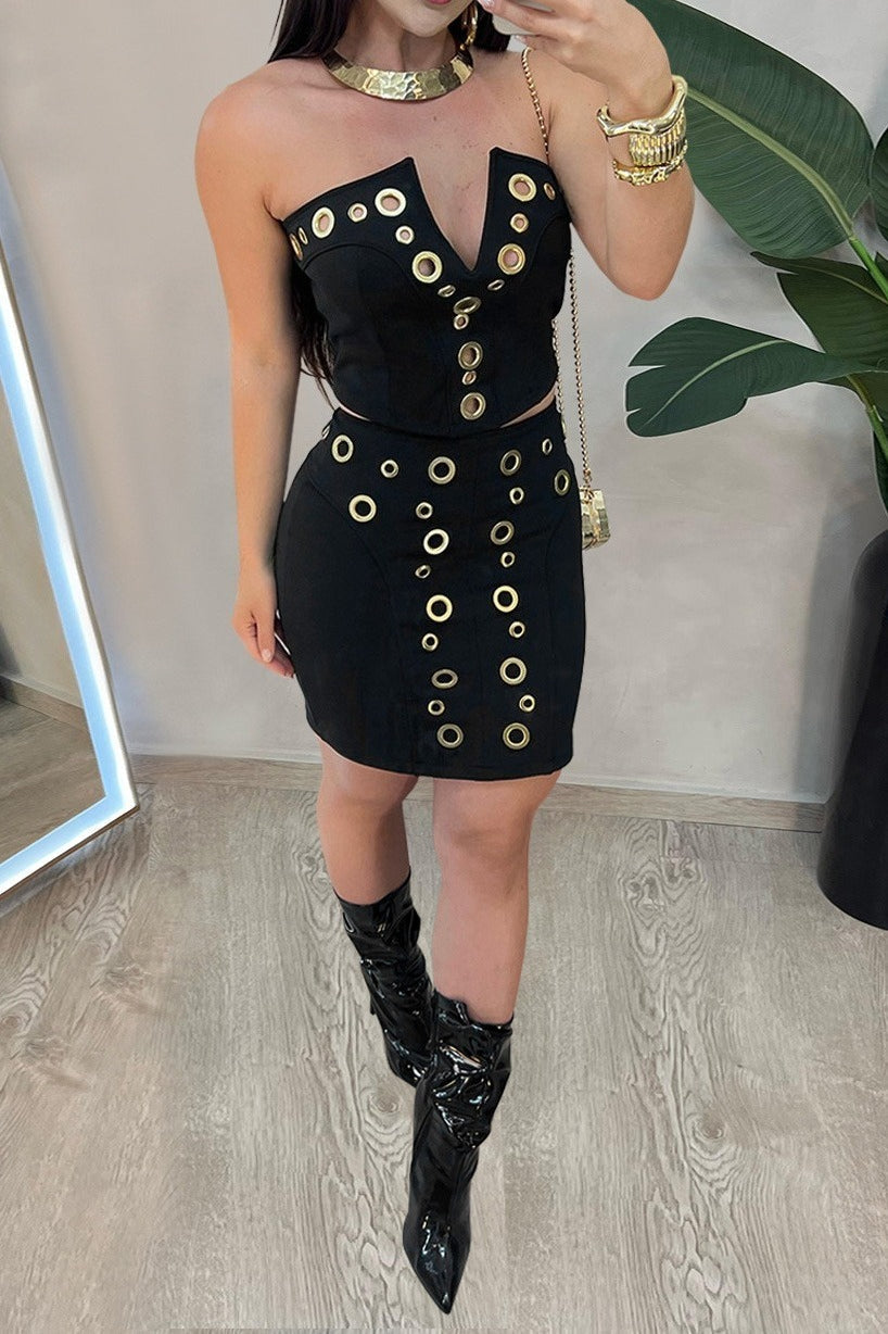 Strapless Eyelet Two Piece Skirt Set Lavish Daily