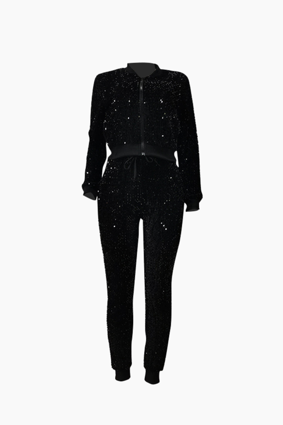 Sequin Zip Up Sweatpants Tracksuit 2 Set Lavish Daily