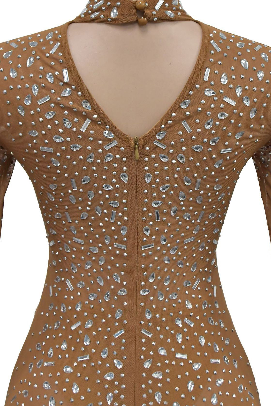 Mesh Rhinestone Long Sleeve Maxi Dress Lavish Daily