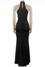 Sequin Ruffle Halter Maxi Dress LavishDaily