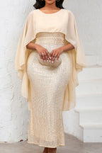 Sequin Three Quarter Length Sleeve Dress Lavish Daily