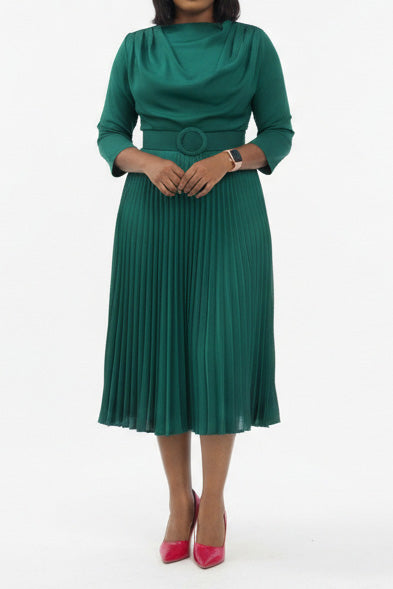 Solid Pleated Plus Size Midi Dress Lavish Daily