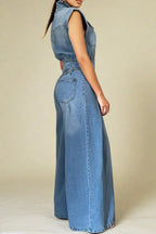 Wide Leg Denim Jumpsuits Lavish Daily