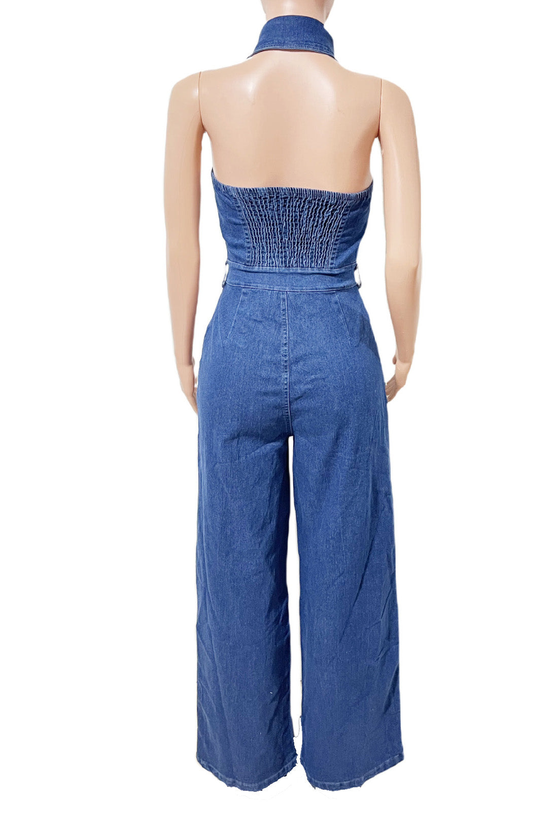 Halter Backless Jumpsuit Wide Leg Stretch Lavish Daily