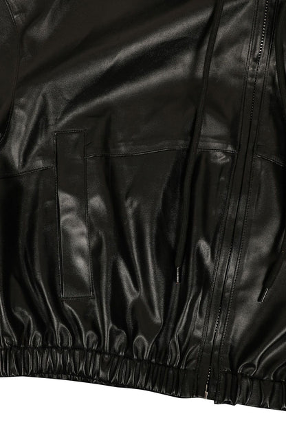 Faux Leather Hooded & Shorts Set Lavish Daily