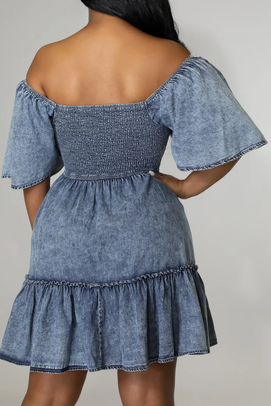 Loose Denim Short-Sleeve Dress Lavish Daily