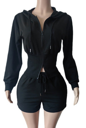 Cropped Zip Hoodie and Shorts Set Lavish Daily