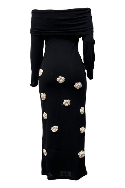 Off Shoulder Knit Maxi Dress Lavish Daily