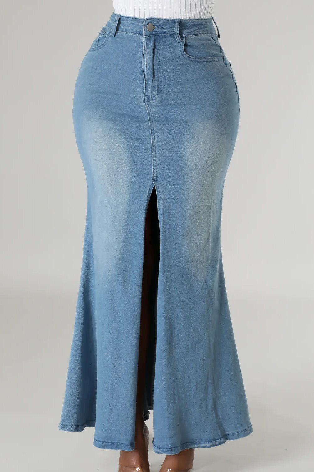 Denim Maxi Skirts Lavish Daily