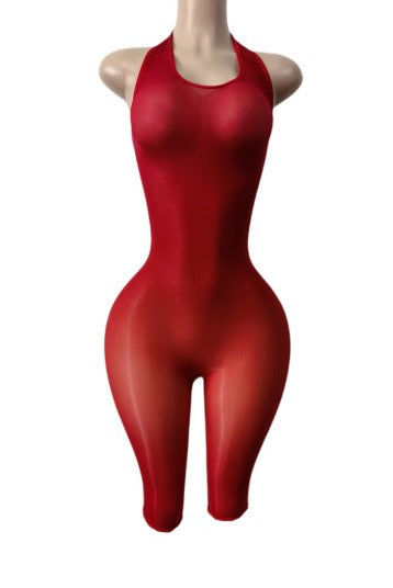 Backless Halter Bodycon Biker Romper LavishDaily