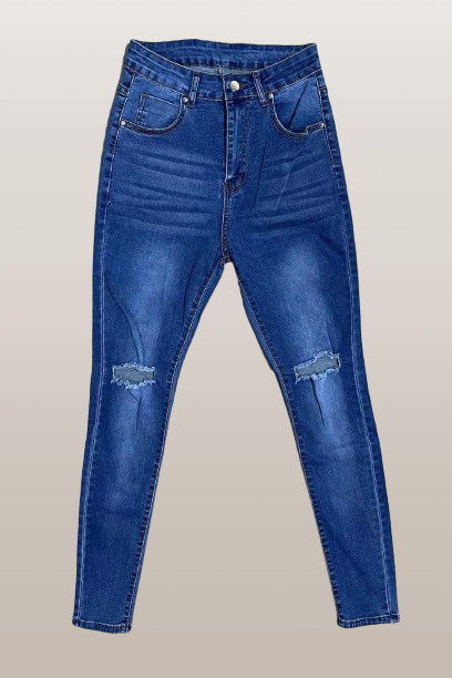 Blue High Waisted Skinny Jeans Lavish Daily