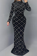 Elegant Pearl Beaded Rhinestone Evening Maxi Set Lavish Daily