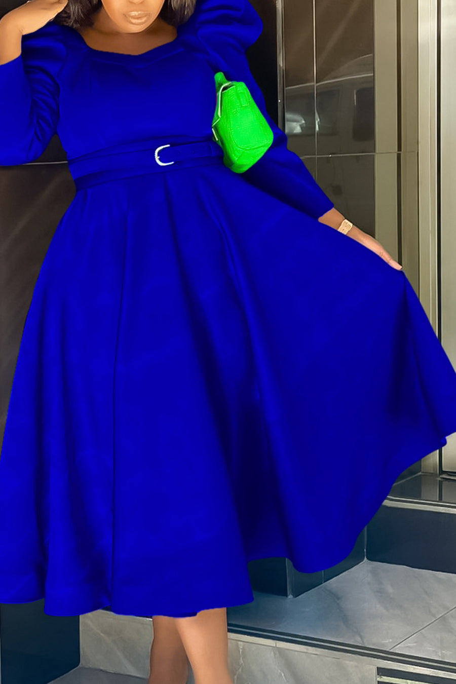 Puff Sleeve Elegant Pleated A-Line Dress Lavish Daily