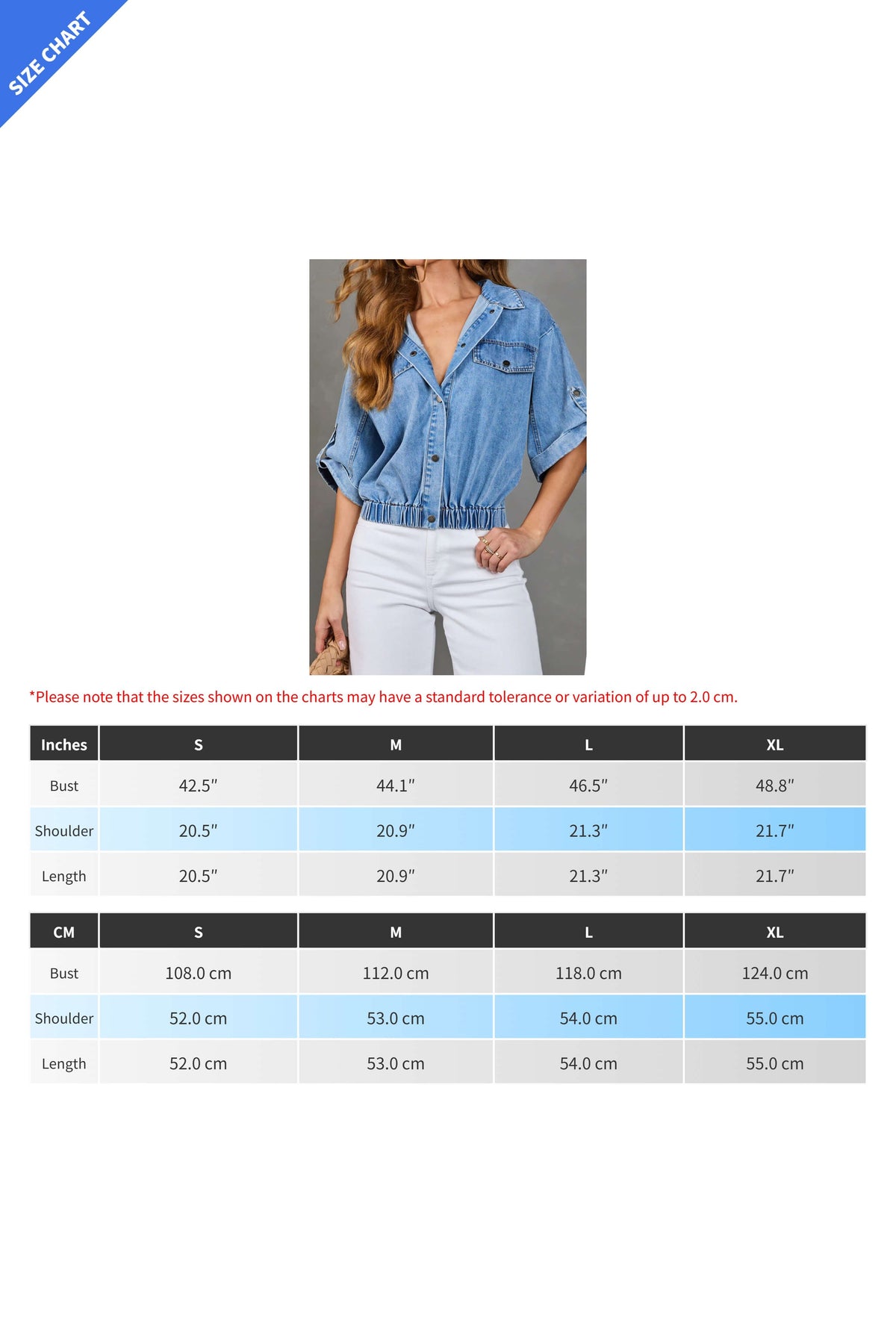 Cinched Waist Cropped Denim Shirt LavishDaily