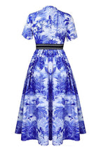 Printed Short-Sleeve Flowy Plus-Size Dress Lavish Daily