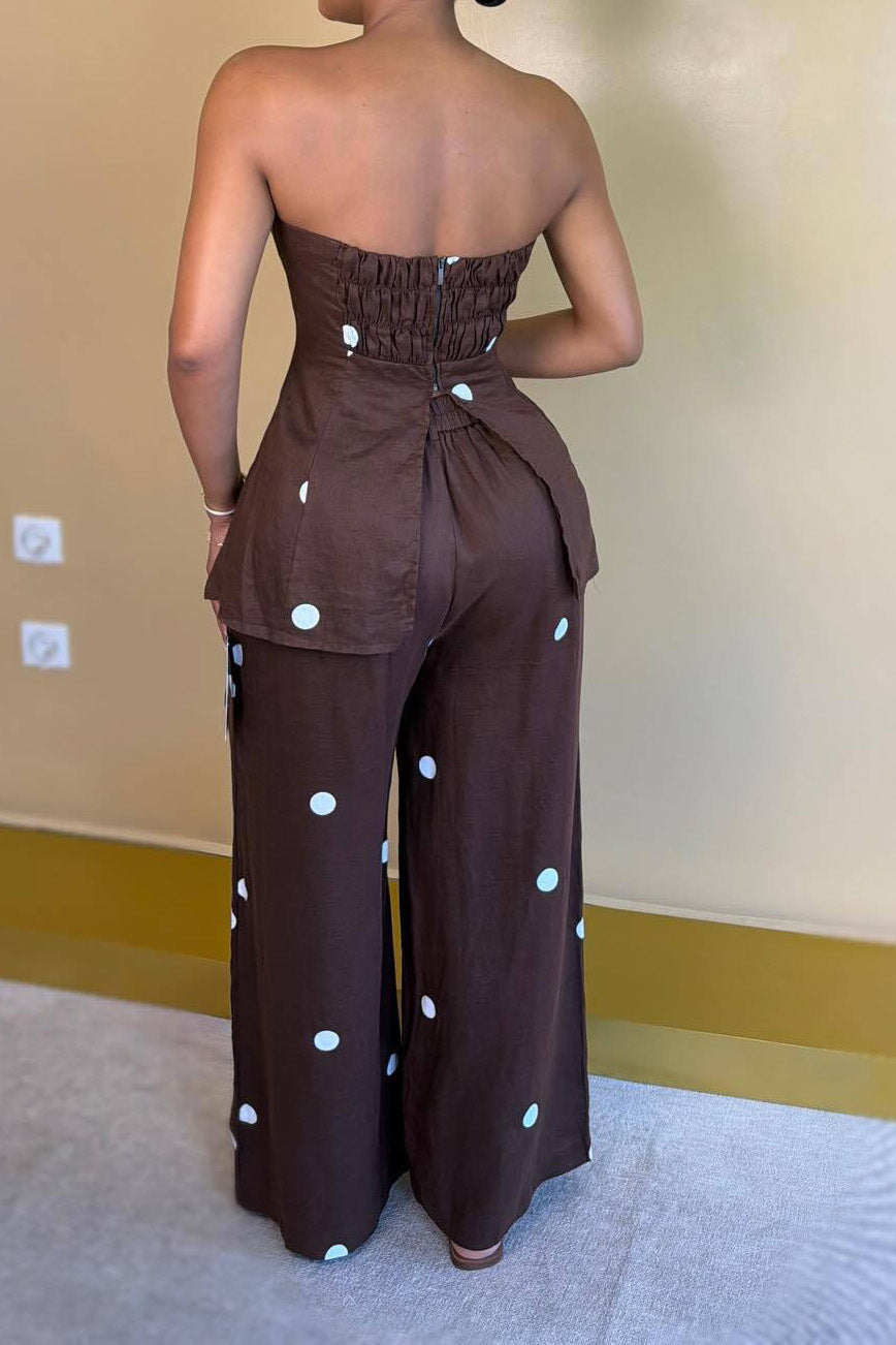 Polka Dot Peplum Pant Set Lavish Daily