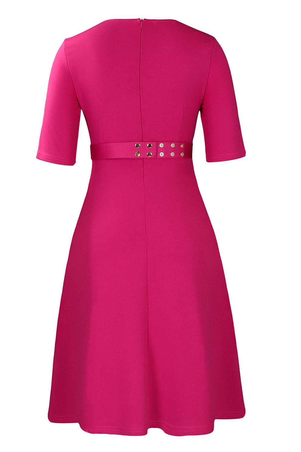 Elegant Short-Sleeve Solid Work Dress Lavish Daily