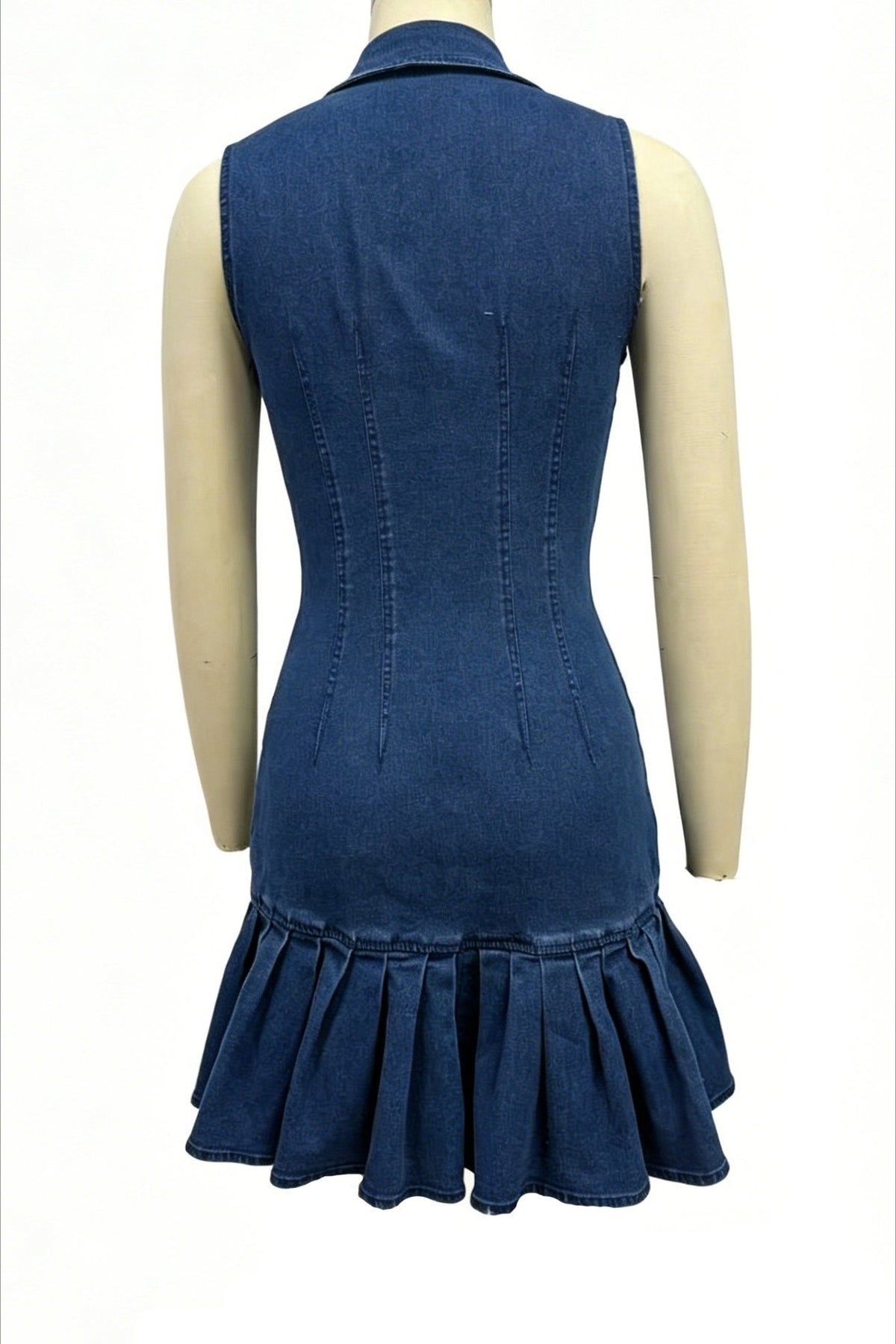 Embellished Collar Ruffle Denim Mini Dress Lavish Daily