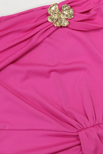 Off-Shoulder Draped Slit Maxi Dress Lavish Daily