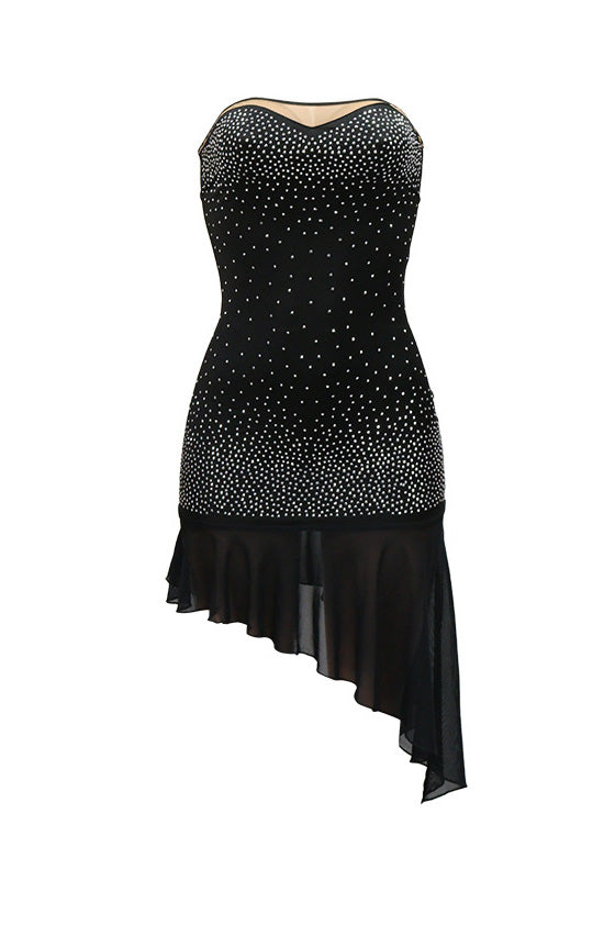 Asymmetric Frill Hem Bandeau Midi Dress Lavish Daily