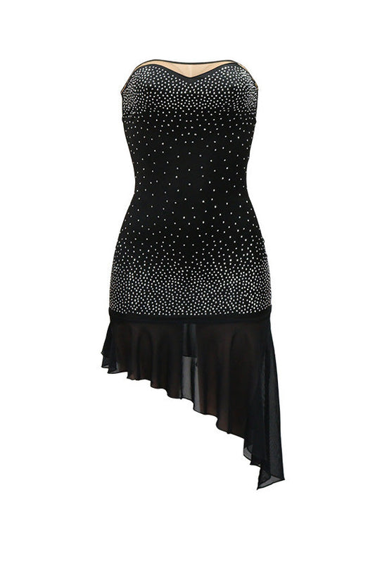 Asymmetric Frill Hem Bandeau Midi Dress Lavish Daily