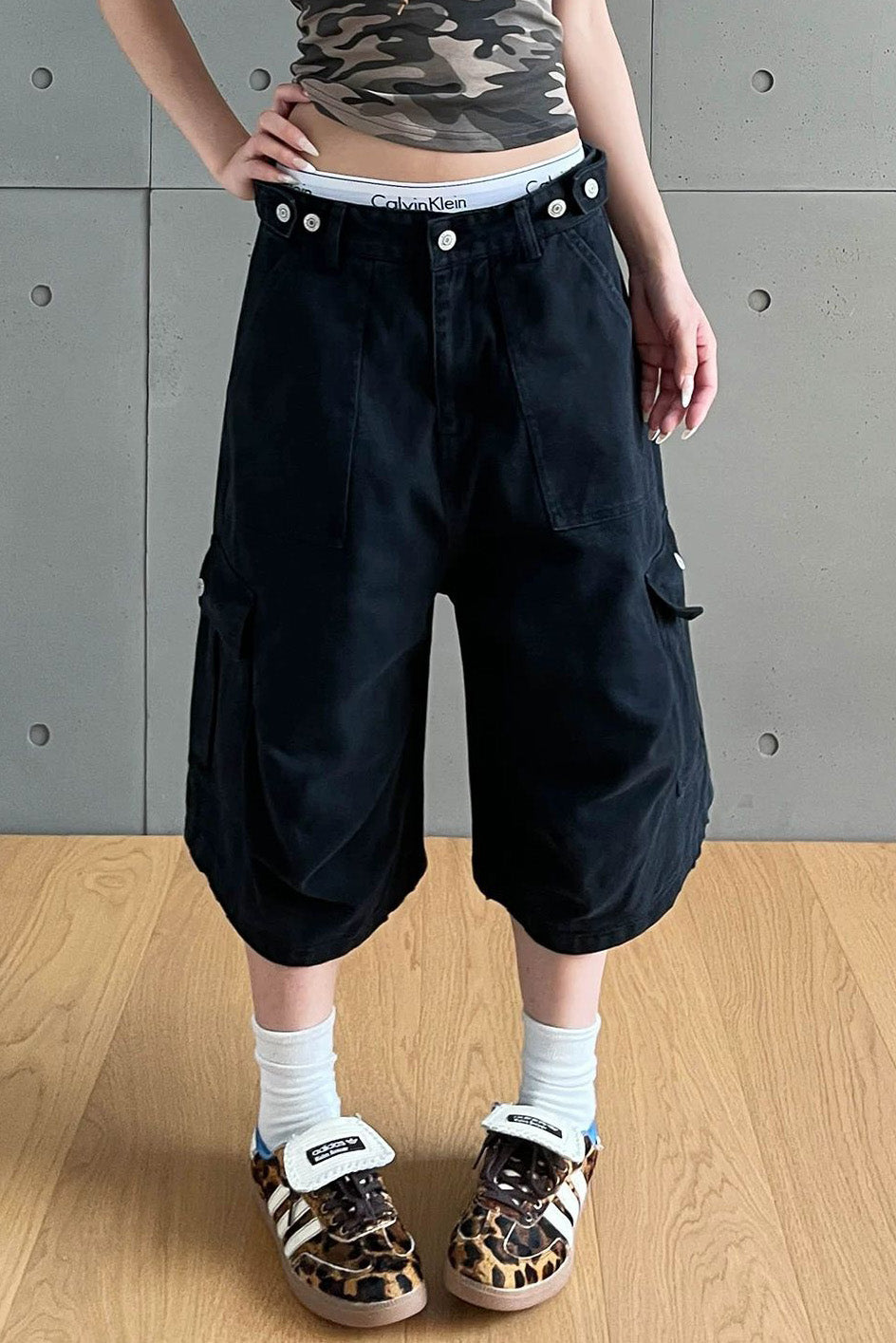 Baggy Cargo Capri Jeans with Utility Pockets Lavish Daily
