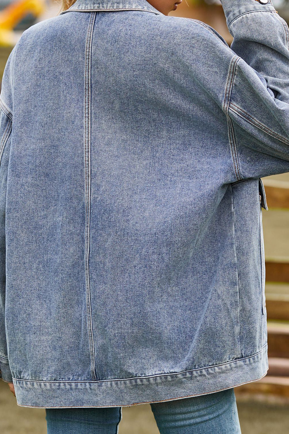 Oversized Drop Shoulder Denim Jacket Lavish Daily