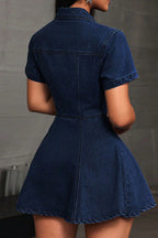 Short Sleeve Denim Mini Dress Lavish Daily