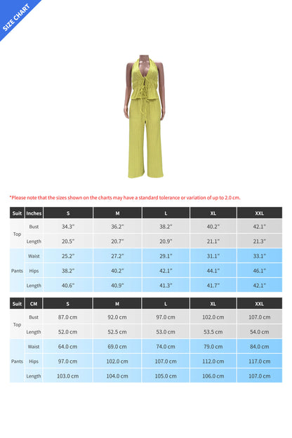 Textured Halter Wide Leg Pant Set Lavish Daily