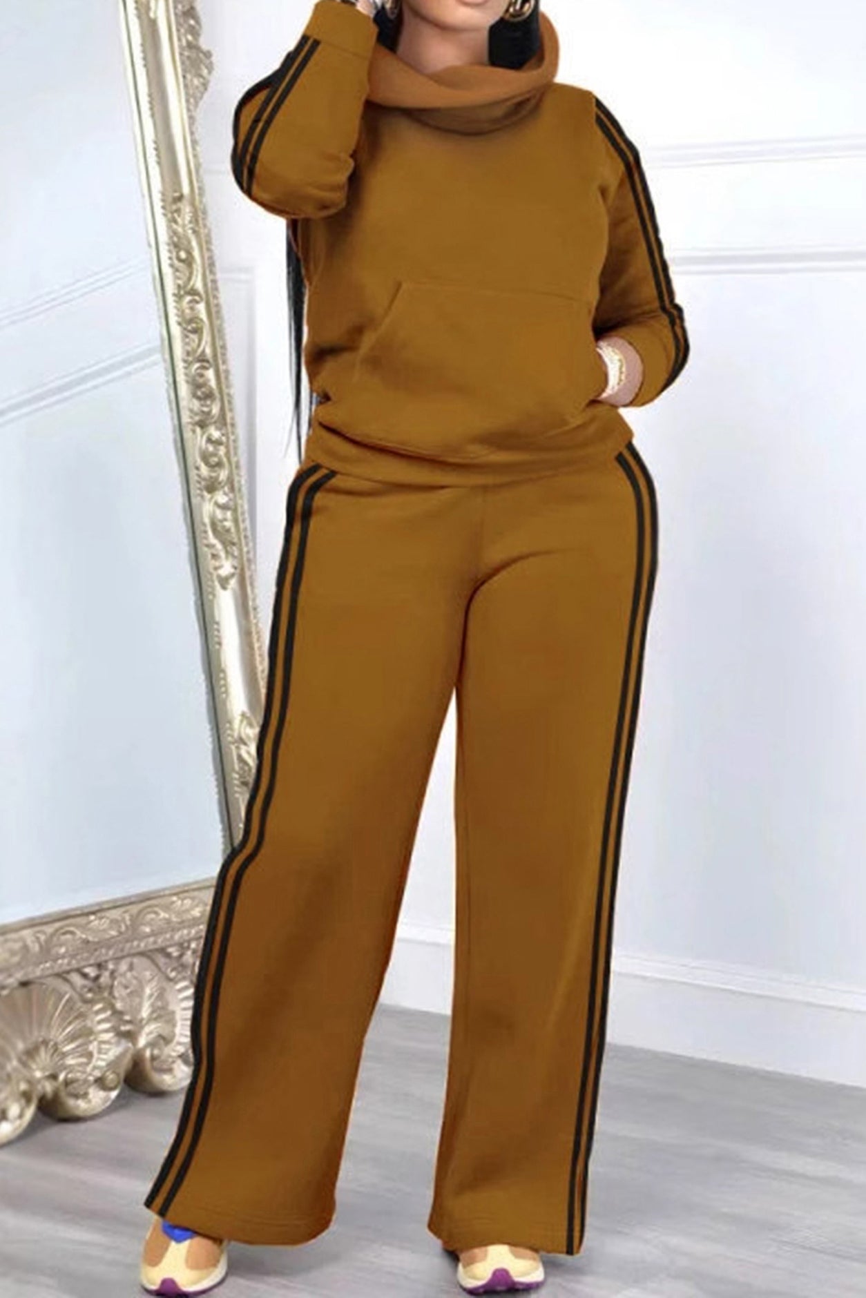 Side Stripe Sweatshirt & Pants Set Lavish Daily