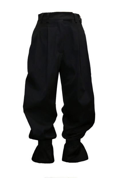 Pleated Ruffle-Cuff Balloon Trousers Lavish Daily