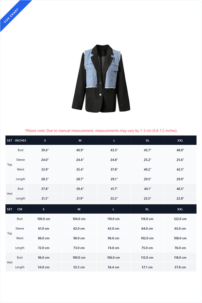 Faux Two-Piece Denim Blazer Lavish Daily