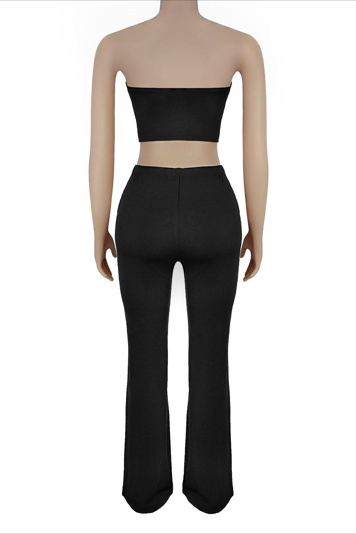 Strapless Grommet V-Neck Flare Pant Set Lavish Daily