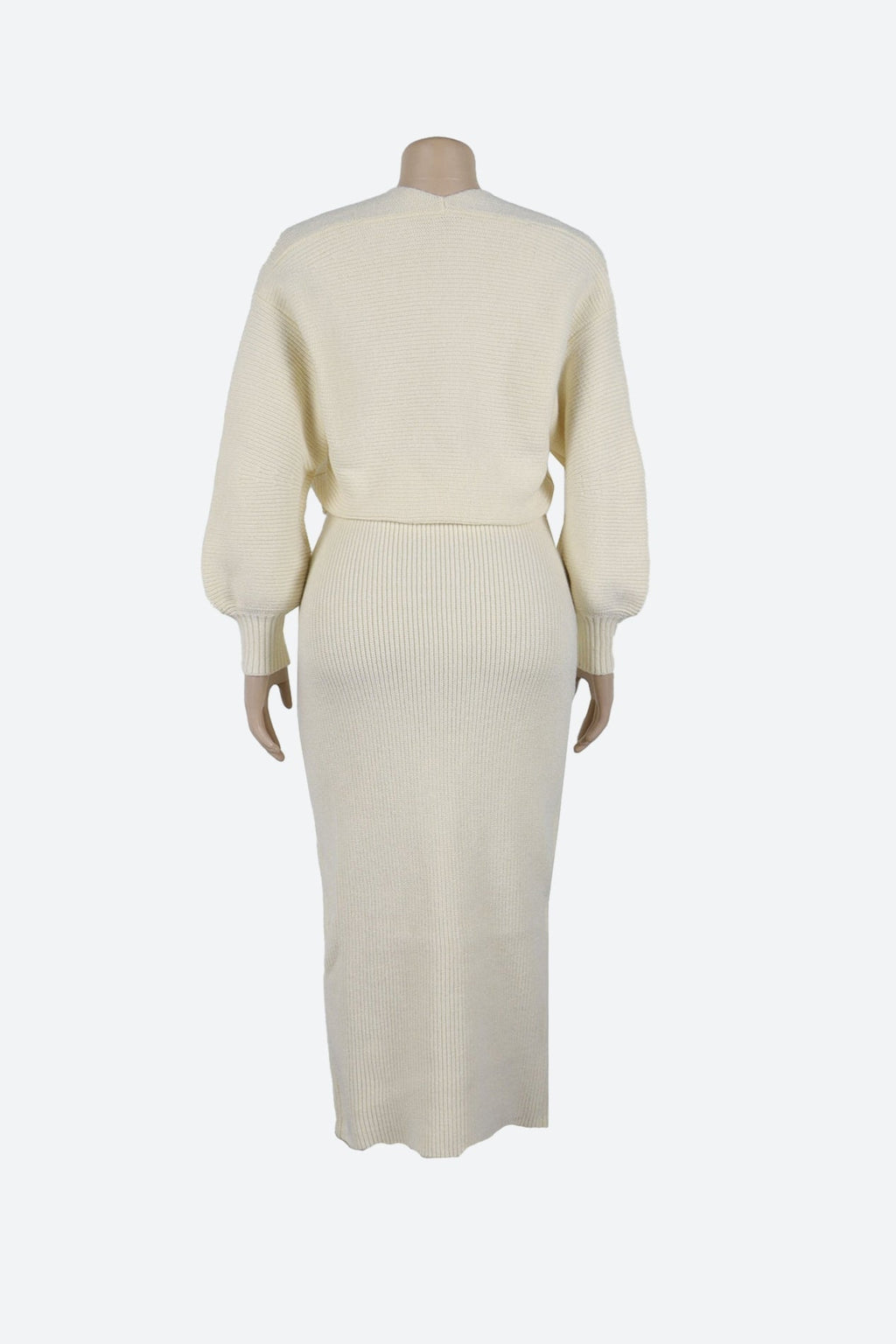 Lantern Sleeve Cardigan Midi Skirt Knit Set Lavish Daily