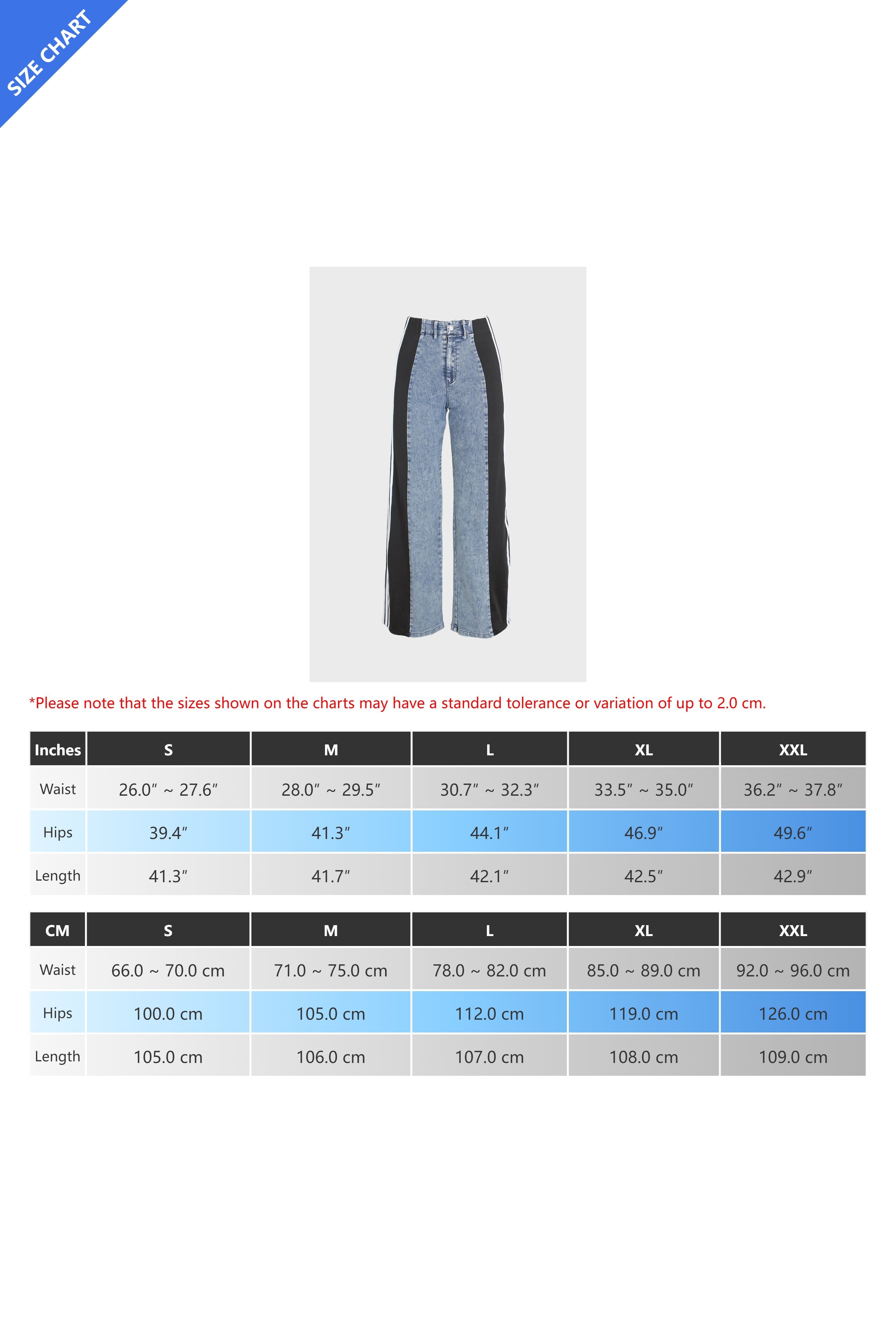 Wide Jeans with Wide Contrast Side Lines Lavish Daily