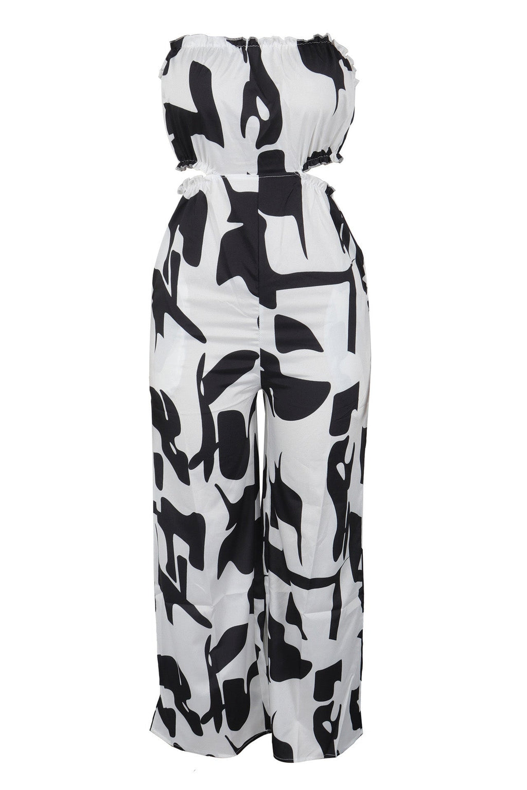 Strapless Printed Wide-Leg Jumpsuit Lavish Daily