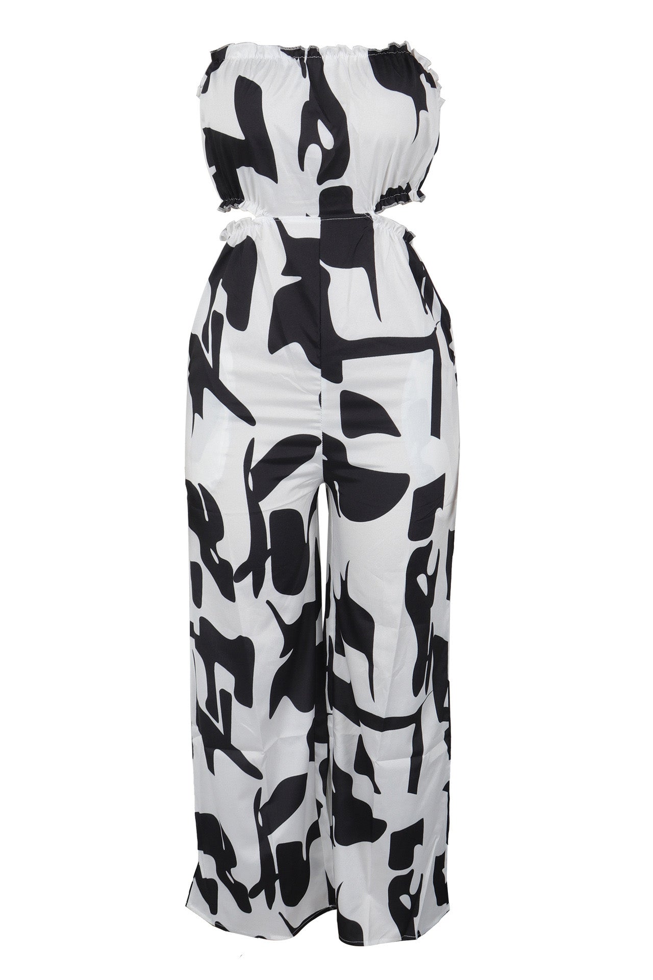 Strapless Printed Wide-Leg Jumpsuit Lavish Daily