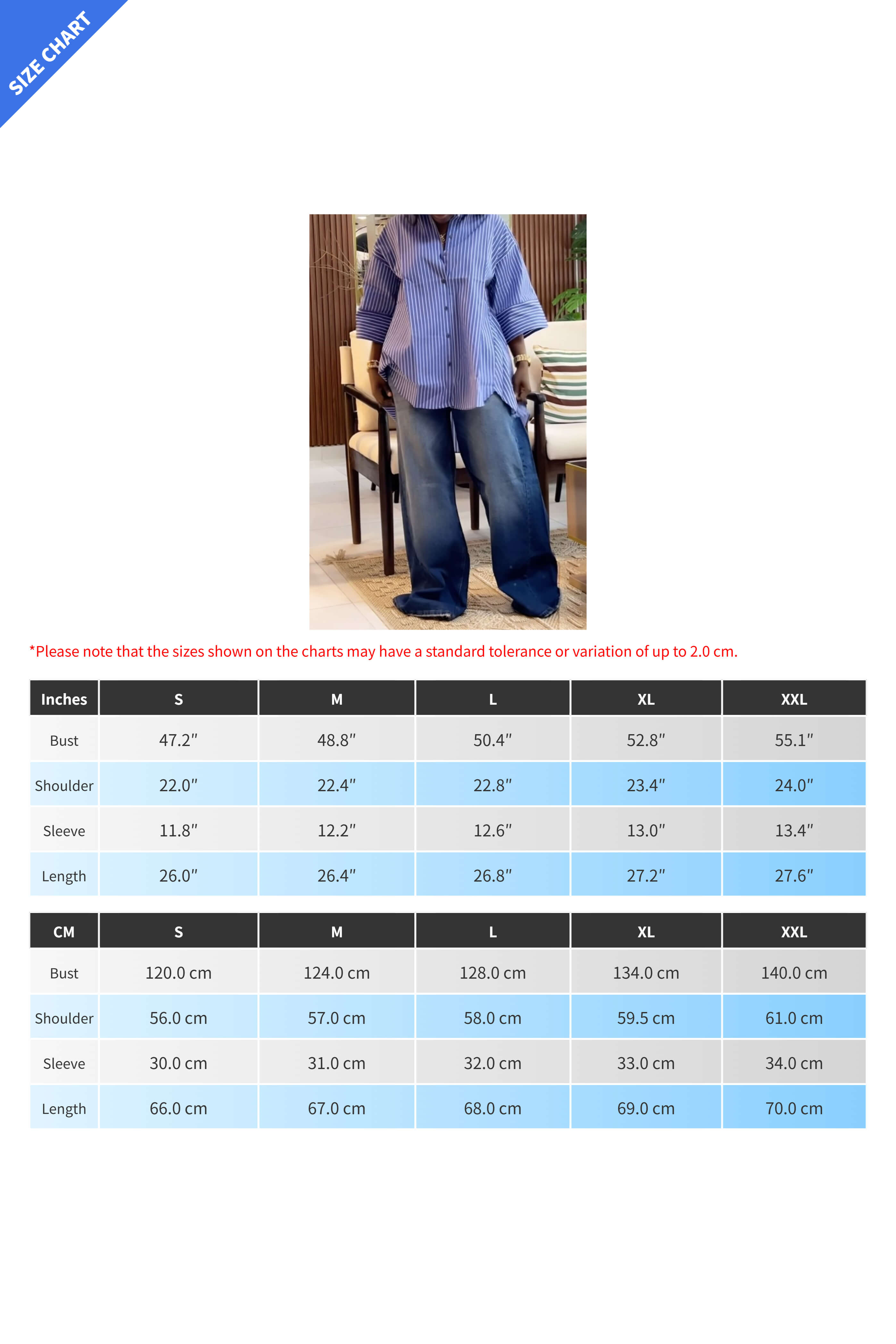 Blue Striped Loose Fit Long Sleeve Shirt Lavish Daily