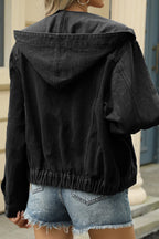 Hooded Button Down Denim Jacket Lavish Daily