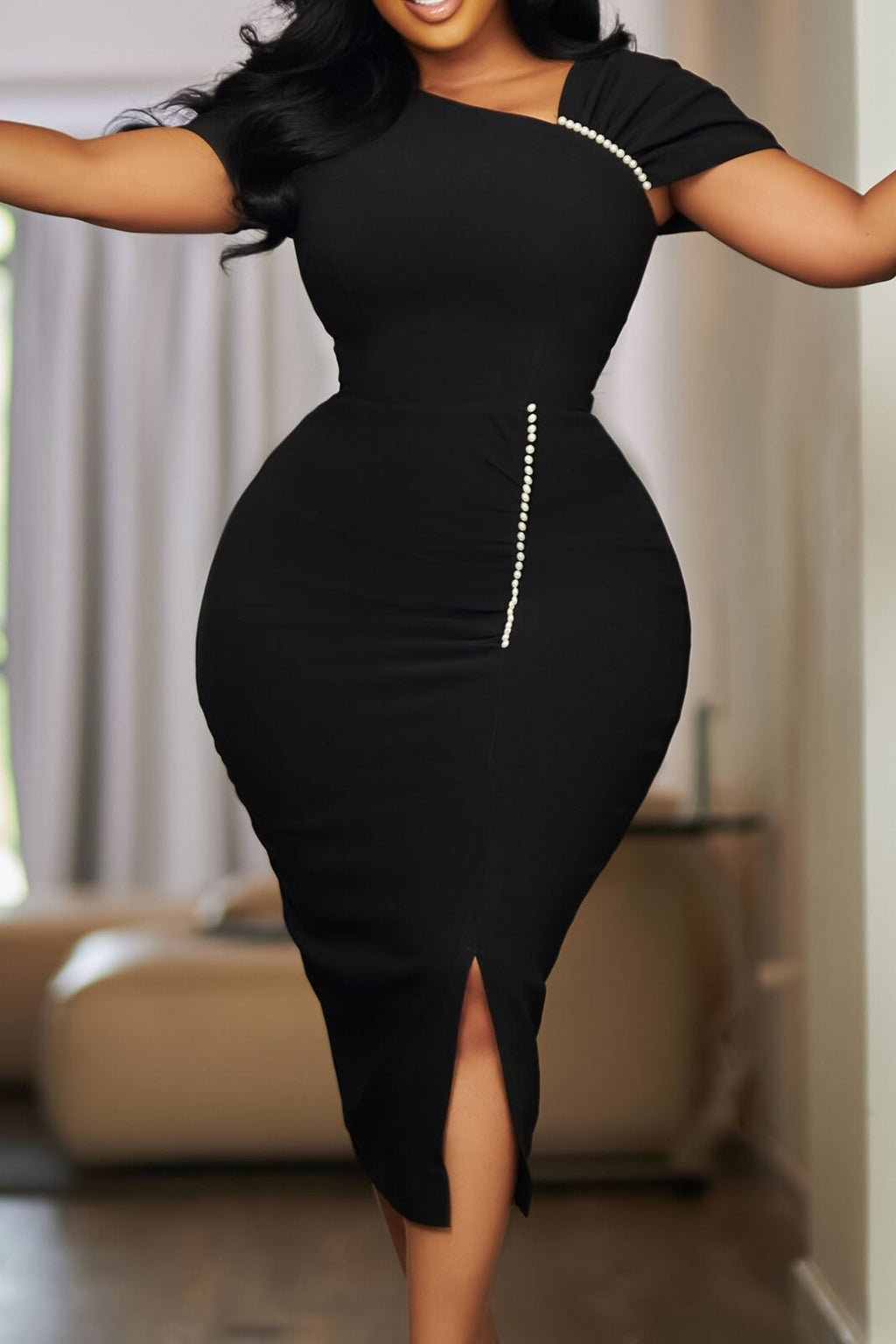 High-waist Bodycon Pencil Dress Lavish Daily
