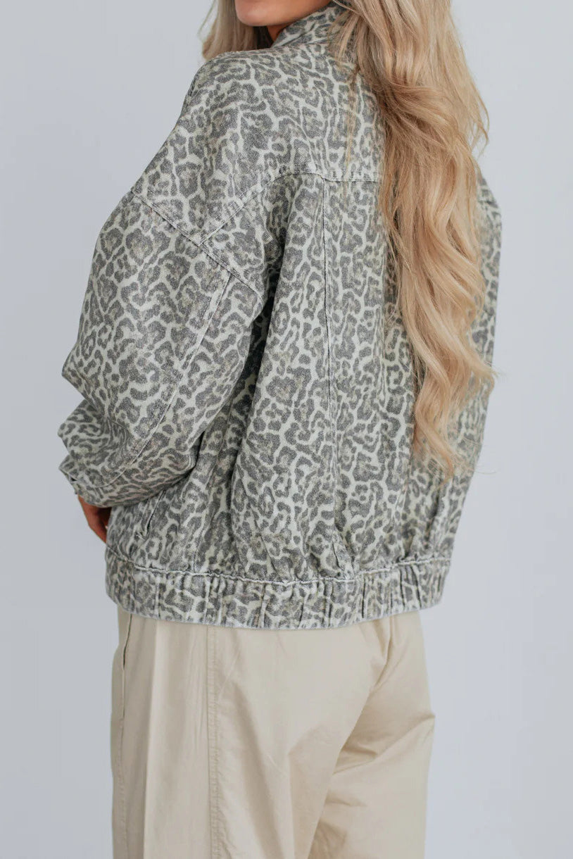 Loose Washed Printed Denim Jacket Lavish Daily