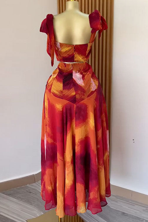 Tie Shoulder Cut-out Maxi Dress Lavish Daily