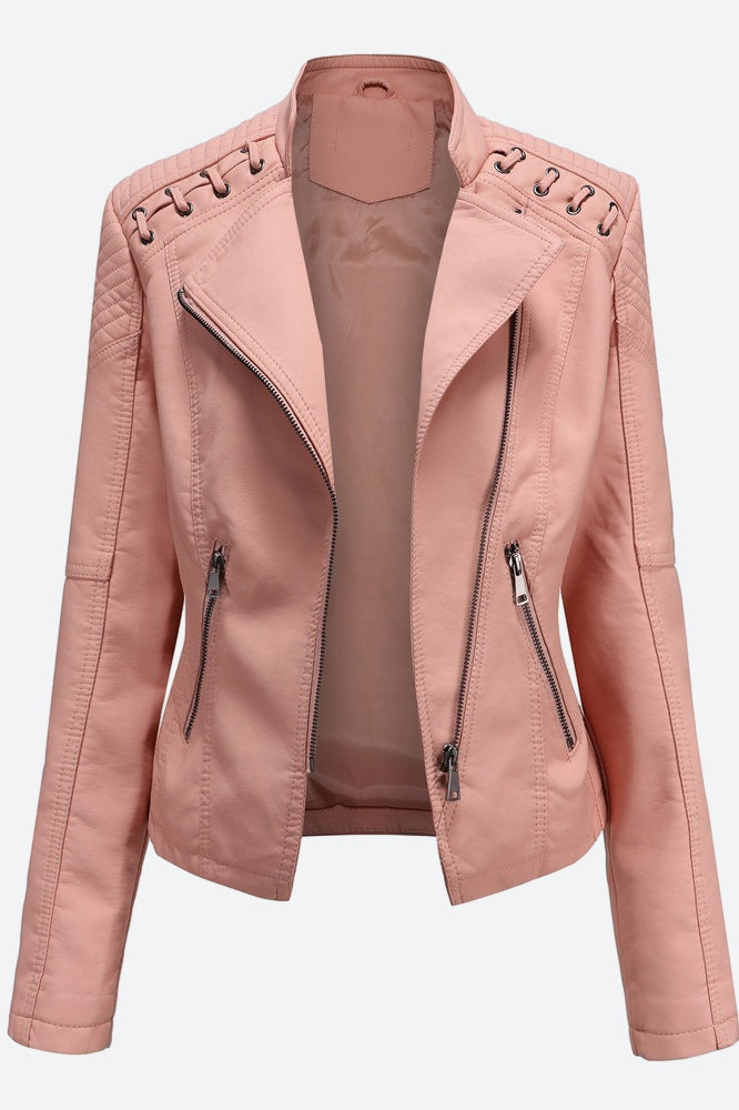 Women Classic Leather Jacket Lavish Daily