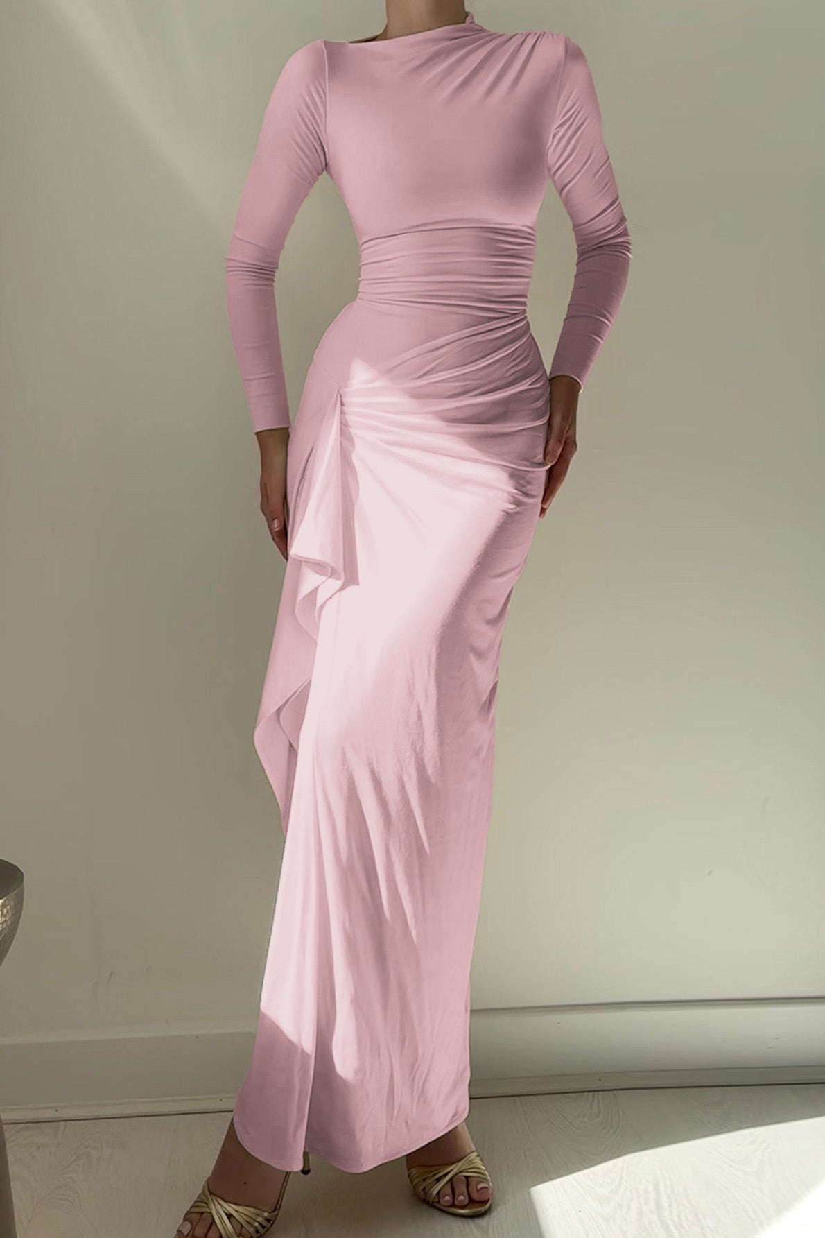 Long Sleeve Knot Detail Maxi Dress Lavish Daily