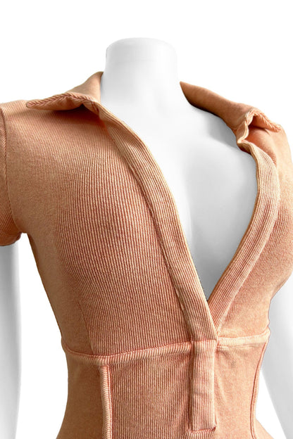 Deep V Neck Washed Romper Lavish Daily
