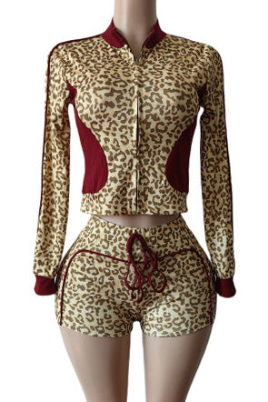 Leopard Print Long Sleeve Stretch Set Lavish Daily
