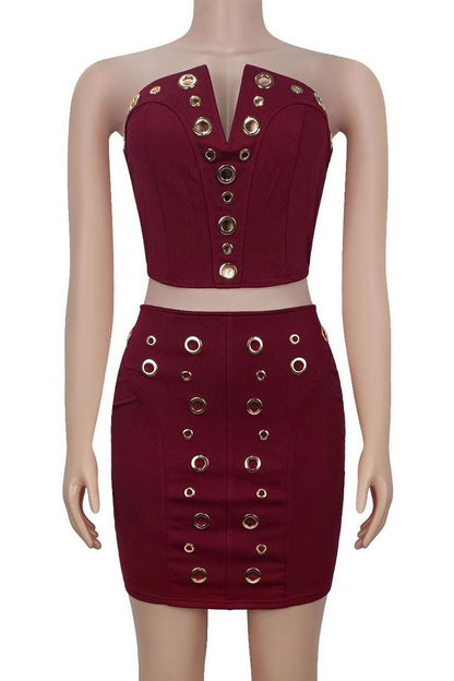 Strapless Eyelet Two Piece Skirt Set Lavish Daily
