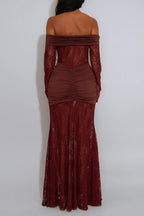 Off Shoulder Lace Maxi Dress Lavish Daily